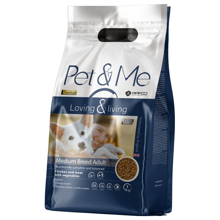 سگ بالغ نژاد متوسط مرغ و گوشت با سبزیجات