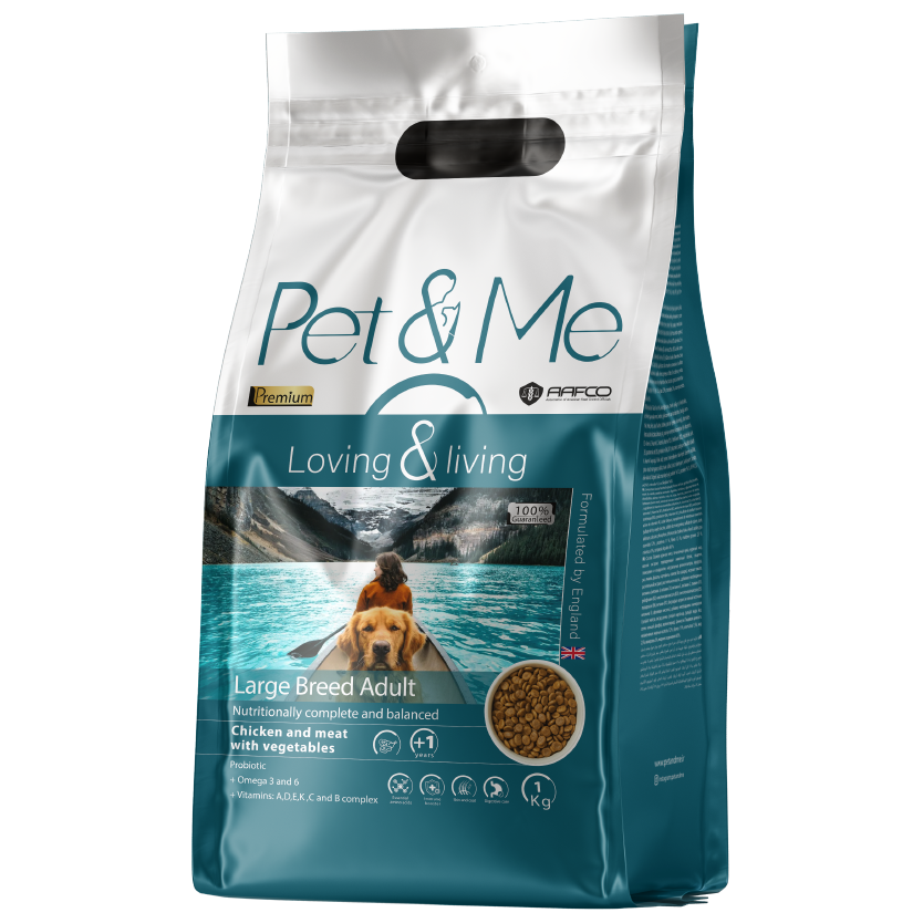 غذای سگ بالغ نژاد بزرگ +1 - طعم مرغ و گوشت با سبزیجات